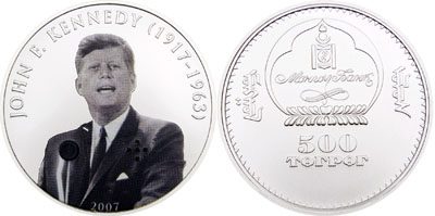 Mongolia - 2007 - 500 Togrog - John F. Kennedy Speaker Coin (PROOF)