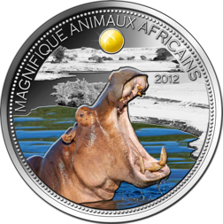 Niger - 2012 - 1000 Francs - Hippo with citrin insert (PROOF)