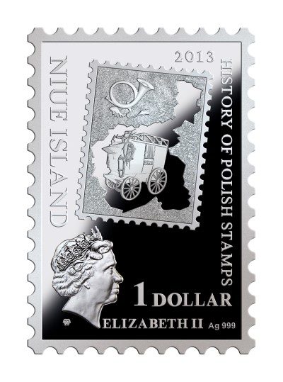 Niue - 2013 - 1 dollar - History of Polish Stamps 10 KOPECKS 1860 (PROOF)