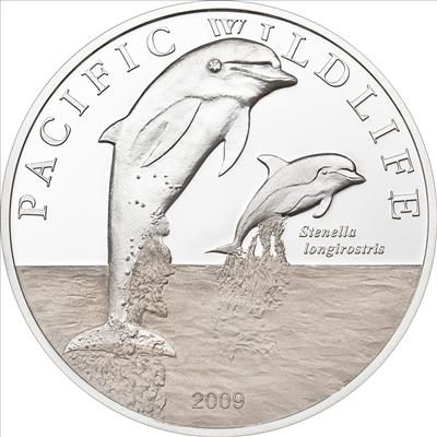 Niue - 2009 - 2 Dollars - Spinner Dolphins including Swarovski eye (PROOF)