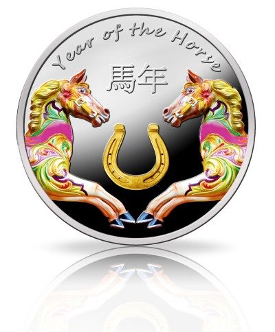 Niue - 2014 - 1 Dollar - Year of the Horse Two Horses (PROOF)
