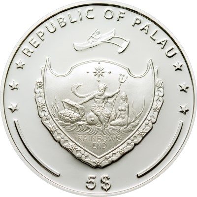 Palau - 2009 - 5 Dollars - Exceptional Animals PEACOCK (including box) (PROOF)