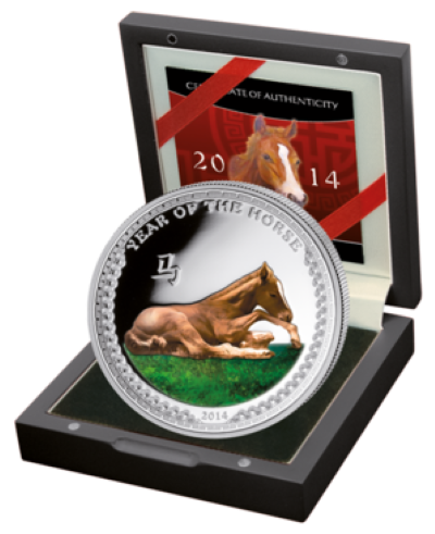 Palau - 2014 - 2 Dollars - Year of the Horse BABY COLORED 1/2oz (PROOF)