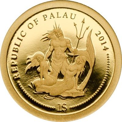 Palau - 2014 - 1 Dollar - Yellow Boxfish GOLD ()