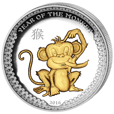 Palau - 2015 - 5 Dollars - Year of the Monkey GOLD APPLICATION (PROOF)