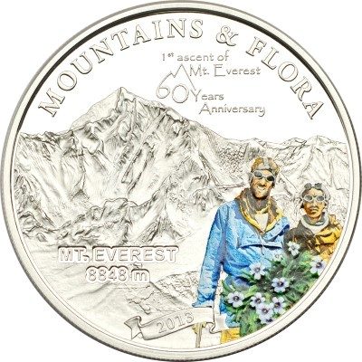 Palau - 2013 - 5 dollar - Mountains & Flora 60TH ANNIVERSARY MOUNT EVEREST (including box) (PROOF)