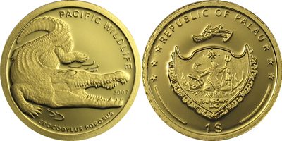 Palau - 2007 - 1 Dollar - Saltwater Crocodile (PROOF)