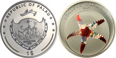 Palau - 2007 - 1 Dollar - Seastar Prism CuNi (PROOF)