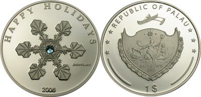 Palau - 2006 - 1 Dollar - Snowflake with Swarovski crystal (PROOF)