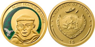 Palau - 2008 - 1 Dollar - Saint Francis of Assisi COLORED (PROOF)