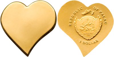 Palau - 2008 - 1 Dollar - Heart Gold Coin (PROOF)