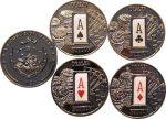 Palau - 2008 - 4x1 Dollar - Poker Dealer Button ALL COLORS! (BU)