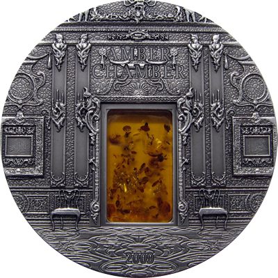 Palau - 2009 - 10 Dollars - Amber Room with real piece of Amber (PROOF)
