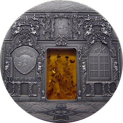 Palau - 2009 - 10 Dollars - Amber Room with real piece of Amber (PROOF)