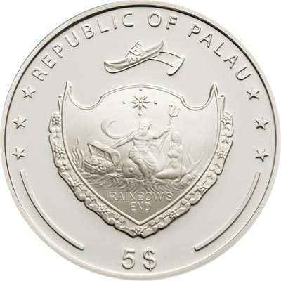 Palau - 2010 - 5 Dollars - Four leaf clover LUCK COIN (PROOF)