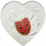 Palau - 2009 - 5 Dollars - Lady Bug in Cloisonné Heart Shaped (PROOF)