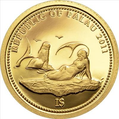 Palau - 2011 - 1 Dollars - Marine Life ANEMONEFISH -small gold- (PROOF)