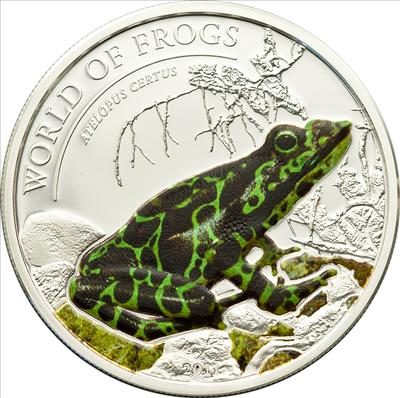 Palau - 2011 - 2 Dollars - World of Frogs ATELOPUS CERTUS green (PROOF)