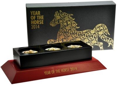 Rwanda - 2014 - 3 x 500 Francs - Year of the Horse PAVÉ COIN SET (PROOF)