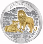 Rwanda - 2008 - 1000 Francs - Lions (with 4 diamond eyes, 3oz silver) (PROOF)
