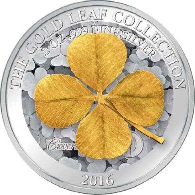 Samoa - 2016 - 5 Dollars - Gold Leaf FOUR LEAF CLOVER (PROOF)