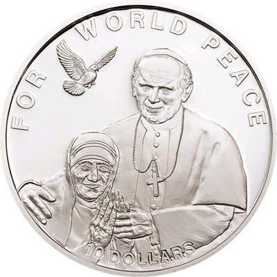 Solomon Islands - 2010 - 10 Dollar - Mother Teresa & JPII World Peace (PROOF)