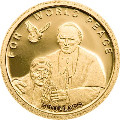 Solomon Islands - 2010 - 5 Dollar - Mother Teresa & JPII World Peace (PROOF)