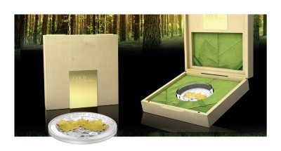 Solomon Islands - 2014 - 5 Dollars - Silver Coin with Gold Leaf 3D MAPLE (PROOF)
