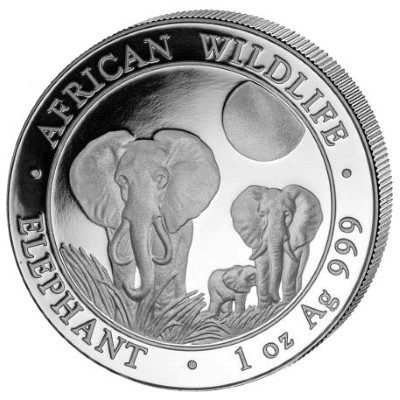 Somalia - 2014 - 100 Shilling -  African Wildlife Elephant 1oz Ag (PROOF)