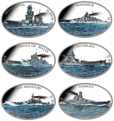 Tokelau - 2013 - 6x1 Dollar - Battleships of World War II (PROOF)