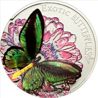 Tokelau - 2012 - 5 Dollars - Exotic Butterflies Ornithoptera Priamus (with box) (PROOF)
