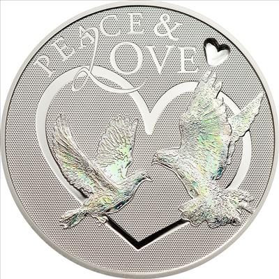 Tokelau - 2012 - 5 Dollars - Peace & Love hologram (with box) (PROOF)
