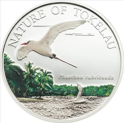 Tokelau - 2012 - 5 Dollars - Nature Tropic Bird SILVER (incl box) (PROOF)
