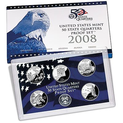 USA - 2008 - 5x 25 cents - PROOF set CuNi version STATE QUARTERS (5 coins) (PROOF)