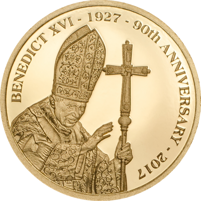Cook Islands - 2017 - 5 Dollars - Pope Benedict XVI Small Gold