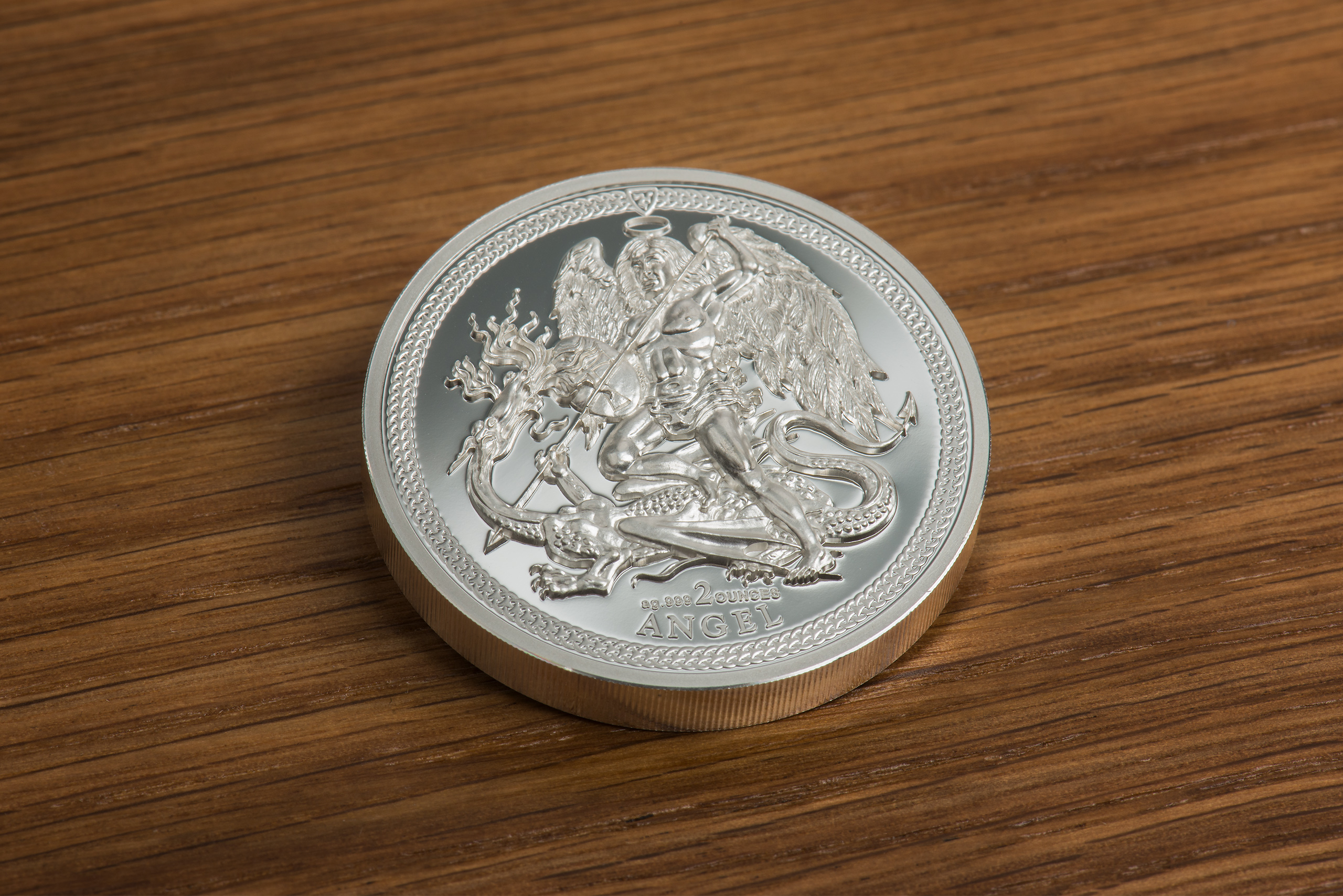 2017 Isle of Man 1 Angel Piedfort 2 Oz Silver 999 Coin 