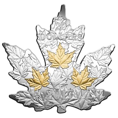 Canada - 2017 - 20 Dollars - Gilded silver maple leaf cut out
