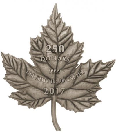 Canada - 2017 - 250 Dollars - Kilo silver maple leaf cut out