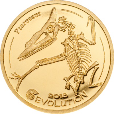 Mongolia - 2018 - 1000 Togrog - Evolution of Life PTEROSAUR small gold