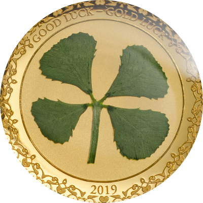 Palau - 2019 - 1 Dollar - Four Leaf Clover in Gold