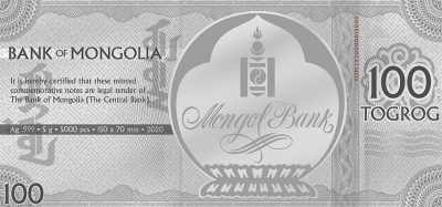 Mongolia - 2020 - 100 Togrog - Lunar Year of the Mouse Silver Note