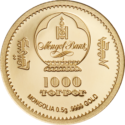 Mongolia - 2020 - 1000 Togrog - Year of the Mouse small gold