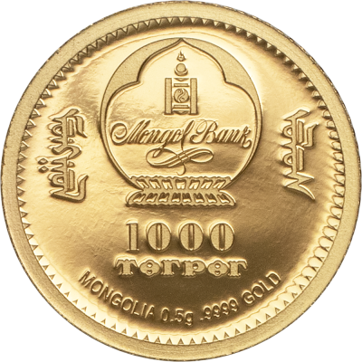 Mongolia - 2019 - 1000 Togrog - Evolution of Life SINRAPTOR small gold