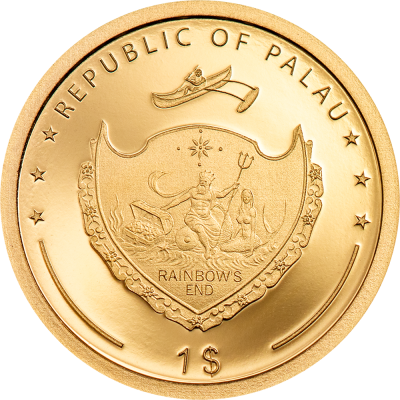 Palau - 2020 - 1 Dollar - Four Leaf Clover in Gold
