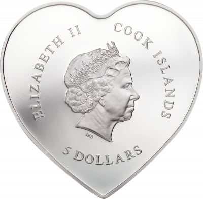Cook Islands - 2021 - 5 Dollars - Valentine’s Day Heart