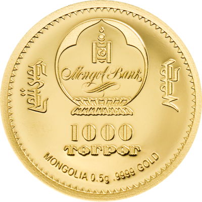 Mongolia - 2021 - 1000 Togrog - Napoleon Bonaparte (small gold)