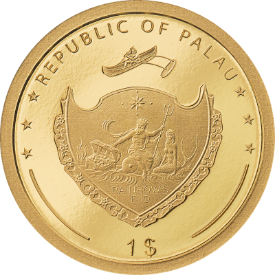 Palau - 2022 - 1 Dollar - Four Leaf Clover in Gold