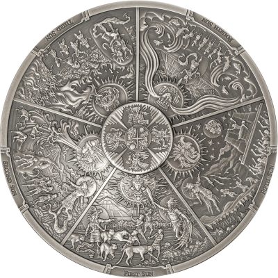 Palau - 2021 - 20 Dollars - Aztec Five Suns