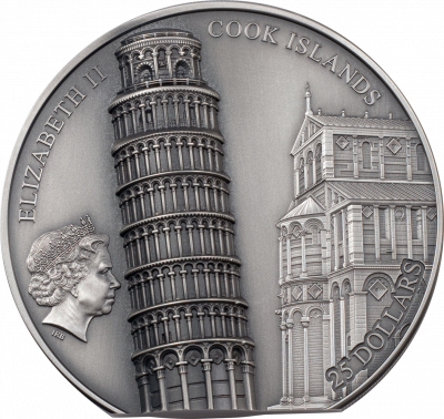 Cook Islands - 2022 - 25 Dollars - Leaning Tower of Pisa
