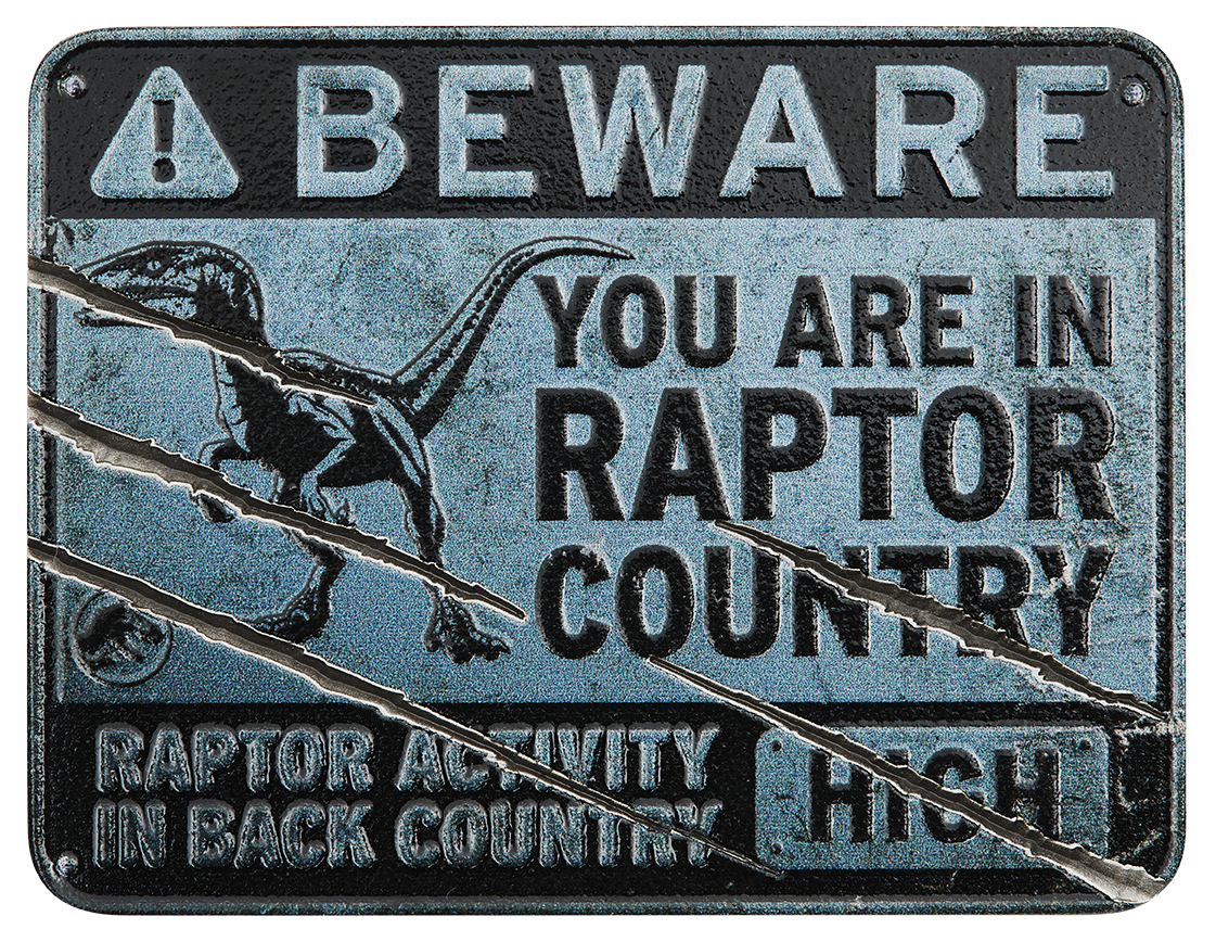 Niue - 2022 - 5 Dollars - Jurassic World Dominion Raptor Country Sign Shaped